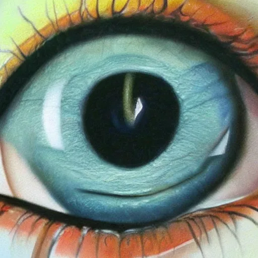 Image similar to a photorealistic painting of a human eye