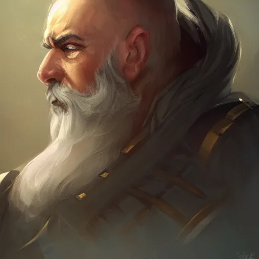 Image similar to A portrait of a muscular admiral with a black beard, D&D, sci-fi, elegant, hopeful, muscular, highly detailed, digital painting, artstation, concept art, smooth, sharp focus, illustration