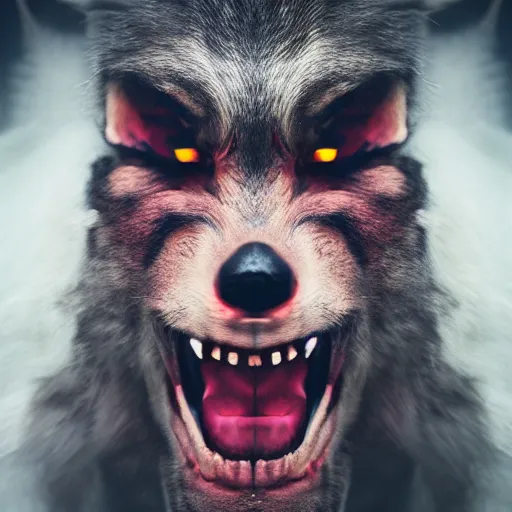 Image similar to werewolf side portrait, aggressive, fashion photo, studio photo, photorealistic, ultra detailed, bokeh.