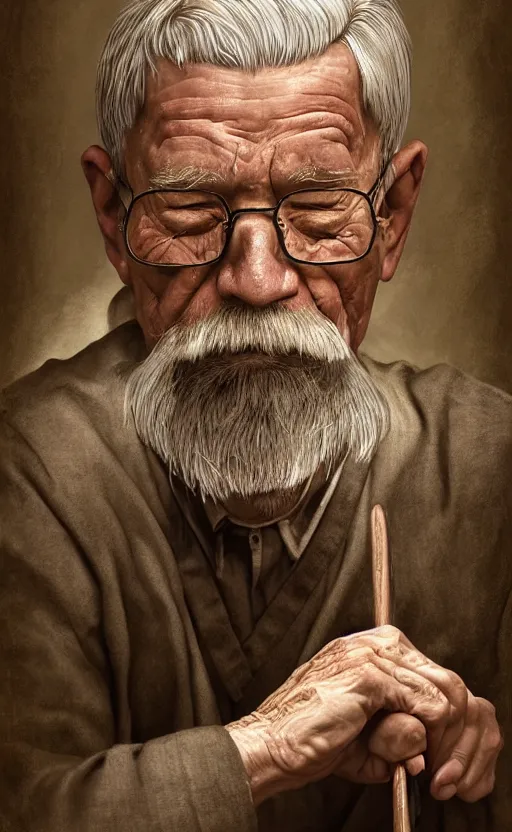 Image similar to old man doing hard work, do what we can, then leave it to god, d & d, non - fiction, intricate, elegant, highly detailed, digital painting, discipline object position, dynamic form, unbroken image,, concept art, intricate, sharp focus, illustration, art by robin eley, paul lung, samuel silva