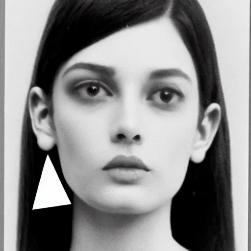 Image similar to triangle shaped face, cute small chin, smaller head, hair below ears