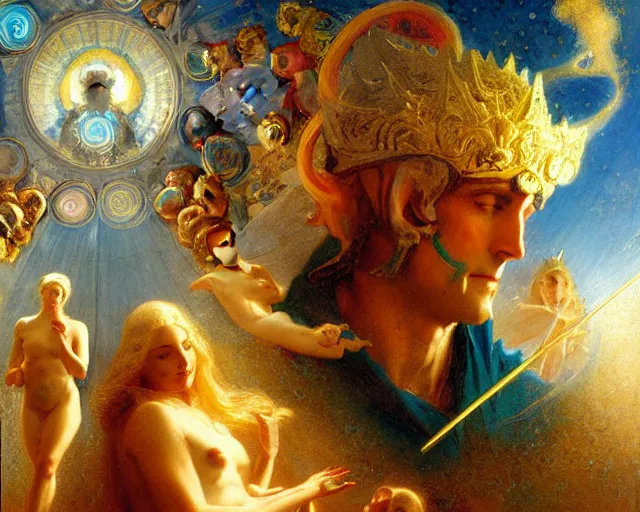 Image similar to the nine spheres of heaven from dante's divine comedy with lots of colours. highly detailed painting by gaston bussiere, craig mullins, j. c. leyendecker 8 k