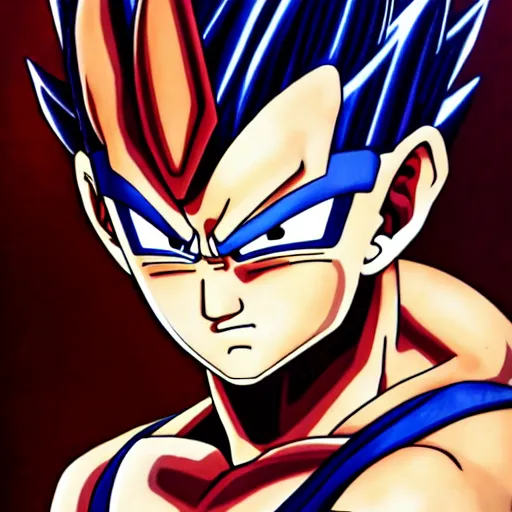 Image similar to ! dream ultra realistic portrait painting of a fusion of vegeta and sasuke art by akira toriyama, 4 k, dragon ball artstyle, cel shaded, highly detailed, epic lighting, full body