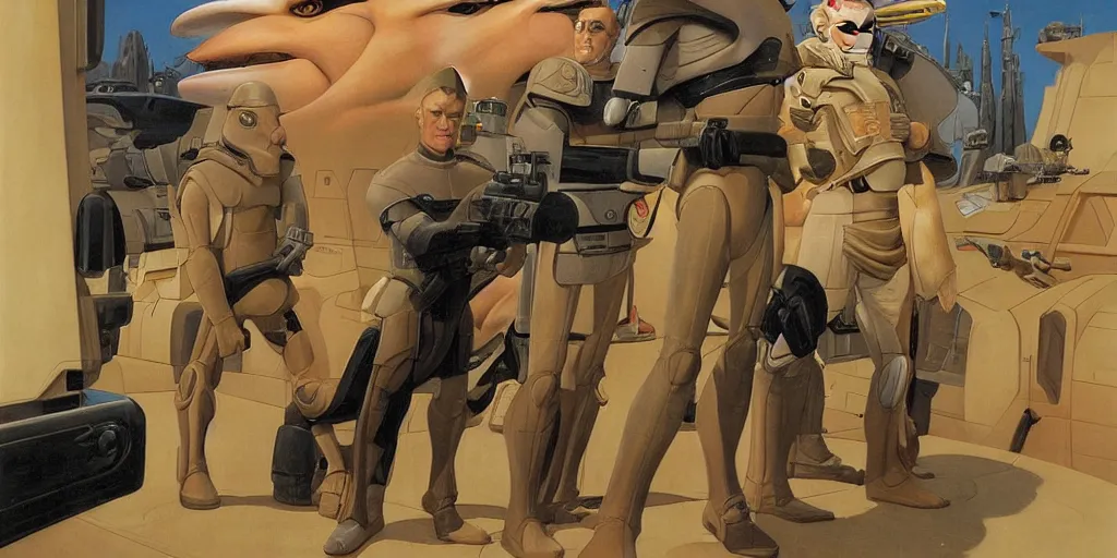 Image similar to art by Ralph McQuarrie and Joe Johnston and Doug Chiang,