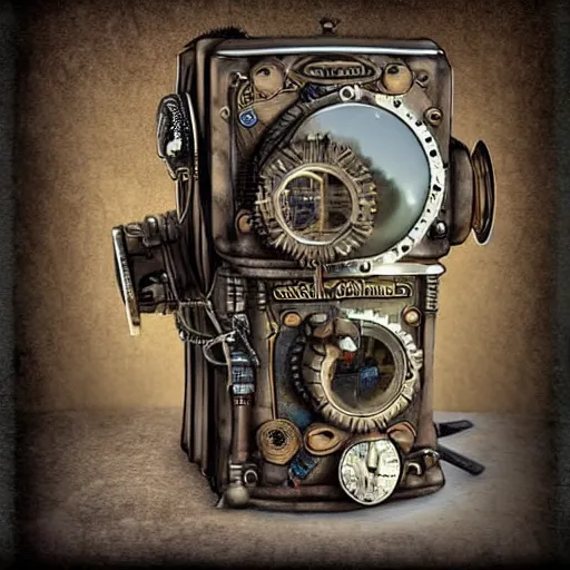 un vecchio Vintage ▾ grammofono nel steampunk stile sta nel un quasi vuoto  camera, alcuni leggero cascate attraverso il finestra. creato con  generativo ai tecnologia. 21885469 Stock Photo su Vecteezy