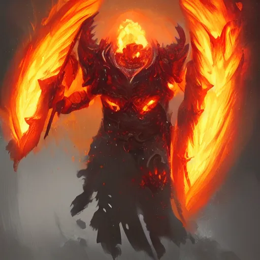 Prompt: a sketch of ragnaros trending on artstation, painted by greg rutkowski