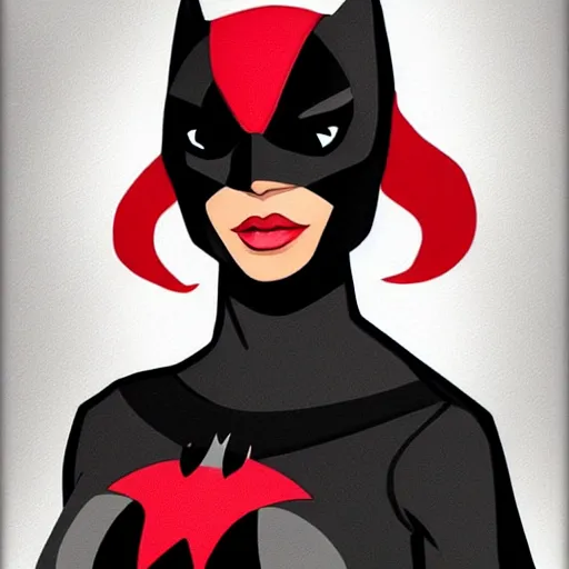 Image similar to a stunning portrait of a woman who looks like Emily Ratakowski as Batwoman , trending on artstation, in the style of Ross Draws