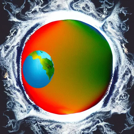 Image similar to water, fire, earth and air in one element, swirling around in a sphere