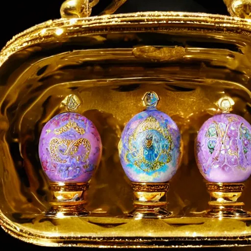 Image similar to Faberge eggs with faberge toast, Hermitage Museum exhibit