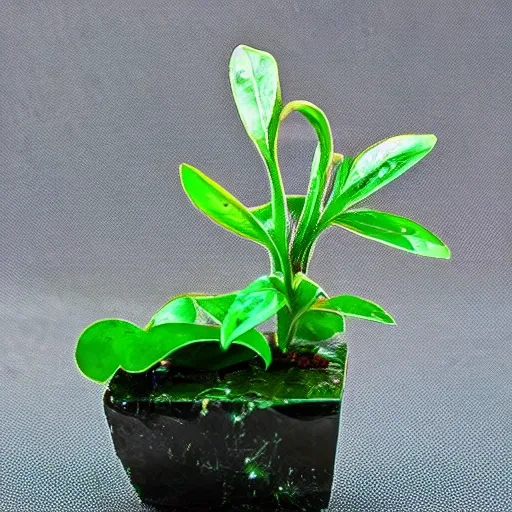 Image similar to a plant with a cut polished emerald gemstone growing from it