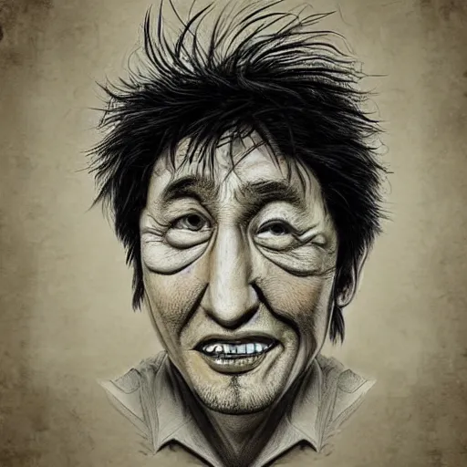 Image similar to surrealism grunge cartoon portrait sketch of Jackie Chan, by michael karcz, loony toons style, freddy krueger style, horror theme, detailed, elegant, intricate