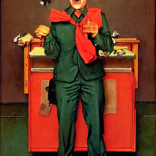 Prompt: portrait ridiculous communist costume, by norman rockwell