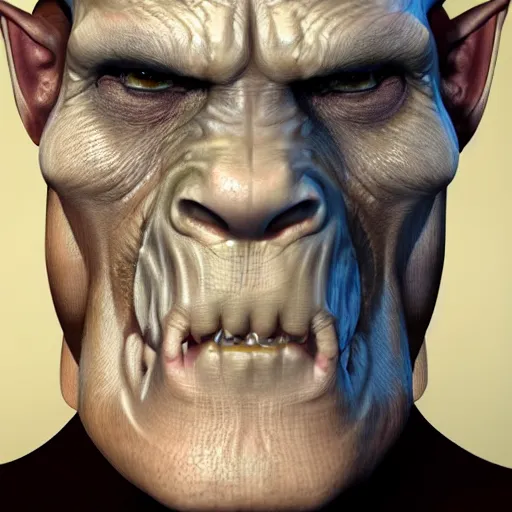 Image similar to photorealistic portrait of an orc, extremely detailed facial structure and eyes