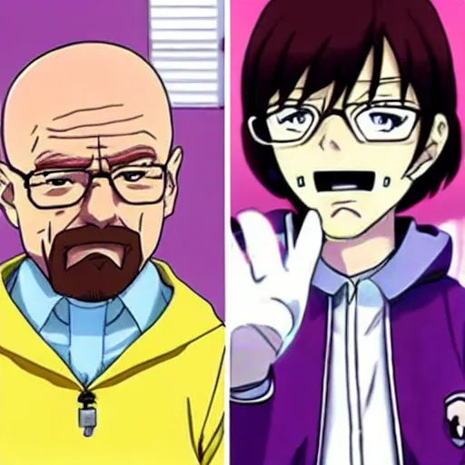 Prompt: walter white in the anime love live