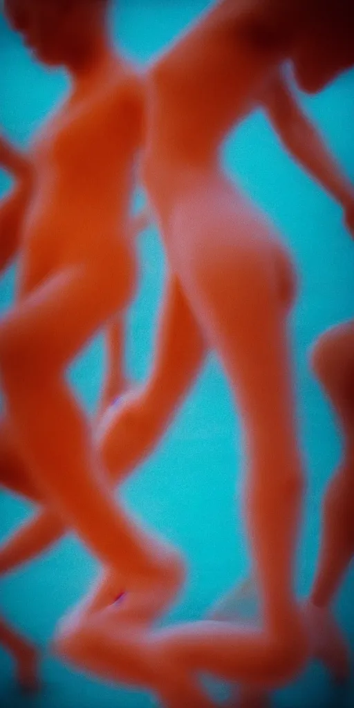 Prompt: a blurry closeup picture of abstract gorgeous human bodies in ocean, body parts, torso, macro photography, long exposure photograph, surrealism, anamorphic bokeh, orange and cyan lighting, cinematic