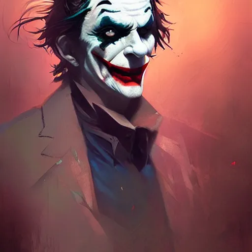 Image similar to joker, dynamic pose, painted by wenjun lin, greg rutkowski