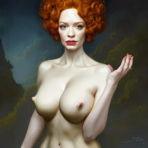 Image similar to christina hendricks in mad men, baroque painting, intricate, elegant, highly detailed, centered, digital painting, artstation, concept art, smooth, sharp focus, illustration, artgerm, tomasz alen kopera, peter mohrbacher, donato giancola, joseph christian leyendecker, wlop, boris vallejo