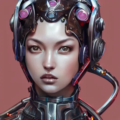 Image similar to studio portrait of lawful good colorful female holy mecha paladin absurdly beautiful, elegant, young sensual graceful woman, ultrafine hyperrealistic detailed face illustration by kim jung gi, irakli nadar, intricate linework, sharp focus, bright colors, matte, octopath traveler, final fantasy, unreal engine highly rendered, global illumination, radiant light, intricate environment