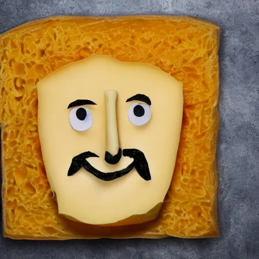 Prompt: cheese john cleese made out of cheese as a cheese, in frame