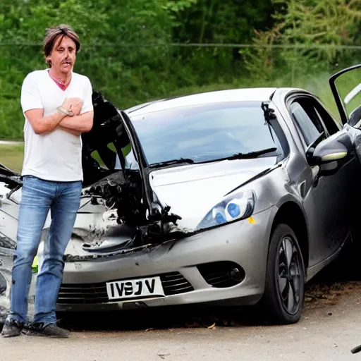 Prompt: Richard Hammond crashes his car