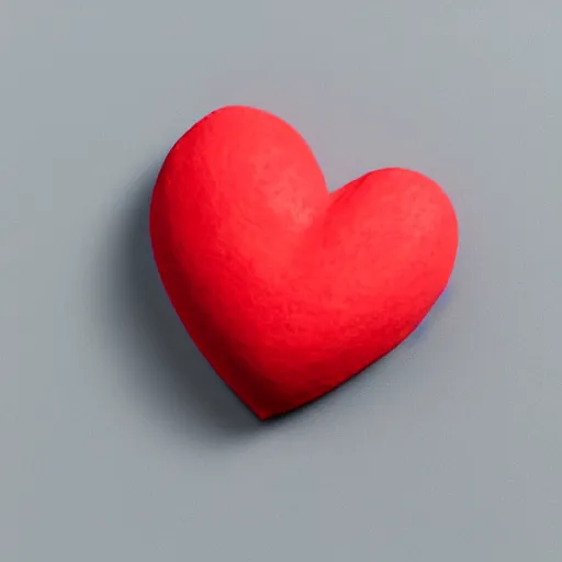 Image similar to 3d render of a badly formed red putty heart shape in the middle of a gray sheet of paper