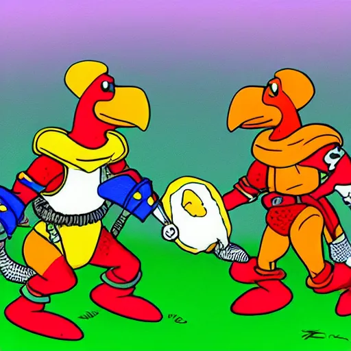 Prompt: Toejam and Earl wearing knight armor, 90s cartoon