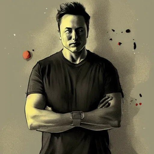 Image similar to portrait of elon musk, very detailed, art contest winner on behance, trendy on deviant art, by artgem, greg rutkowski