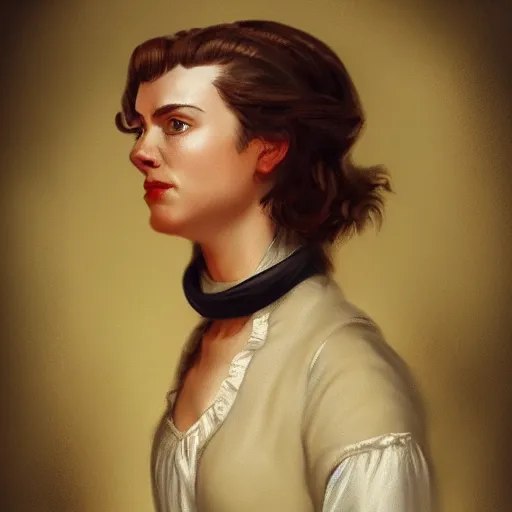 Prompt: intelligent female pirate captain 3 5 years old, 1 9 4 0 s haircut, fully clothed, wise, beautiful, 1 7 5 0 s oil painting, dramatic lighting, trending on artstation, sharp focus