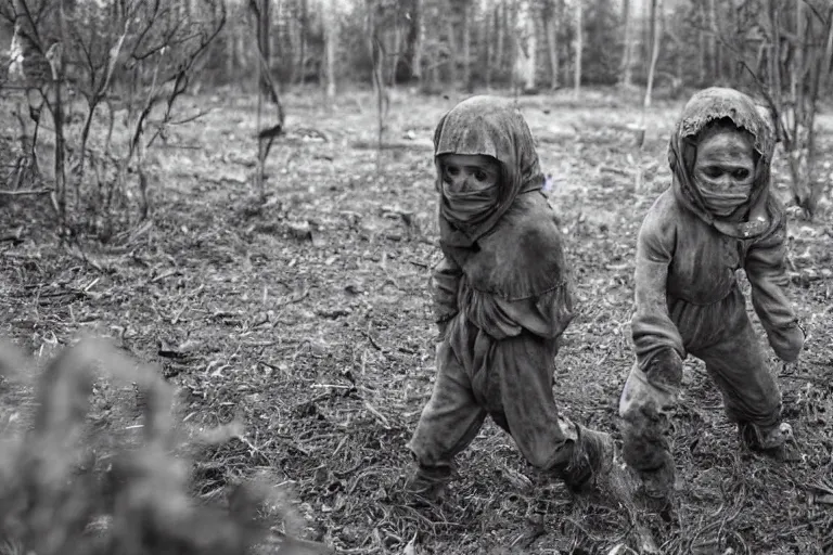 Image similar to photo of kids playing hide and seek in chernobyl, 4k