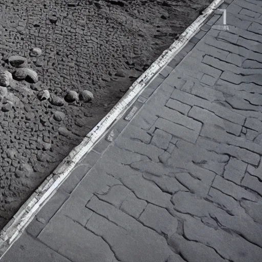 Image similar to moonwalker photo, lunar soil, city buildings, a detailed photo of a future norilsk base, moon landscape, street photo