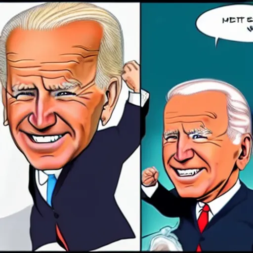 Image similar to caricature of Joe Biden going super Saiyan