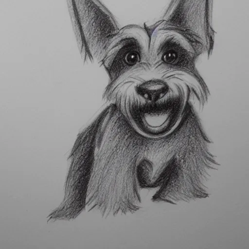 Image similar to milt kahl pencil sketch of happy mini schnauzer