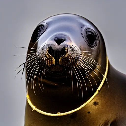 Prompt: a seal wearing a kingscrown on it's head