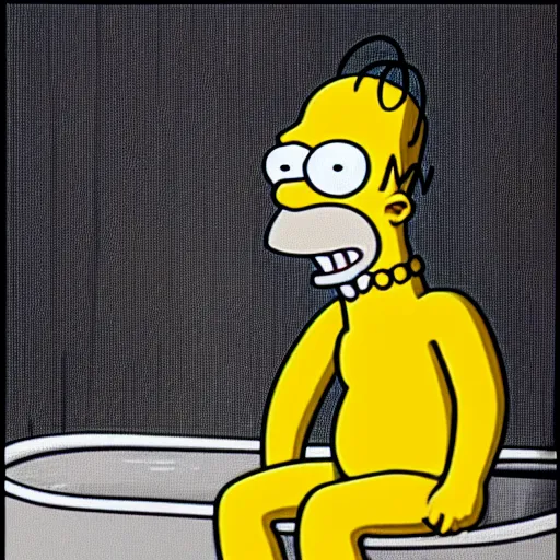 Image similar to homer simpson in a bathtub