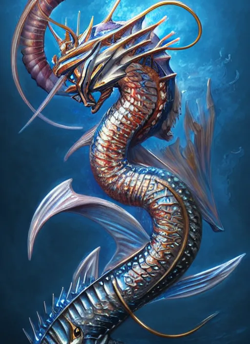 Image similar to a real life gyarados pokemon, diffuse lighting, fantasy, intricate, elegant, highly detailed, lifelike, photorealistic, digital painting, artstation, illustration, concept art, smooth, sharp focus, art by john collier and albert aublet and krenz cushart and artem demura