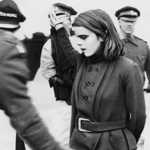 Image similar to emma watson being arrested during the nuremberg trials