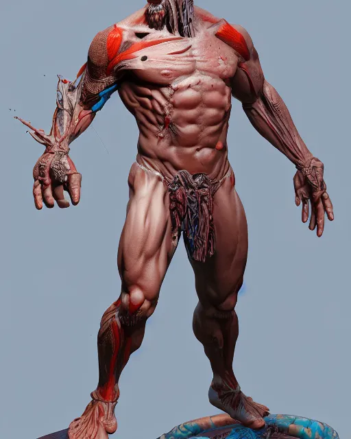 Prompt: Highy detailed anatomy sculpture by artist from league of legends and god of war, 8K, unreal 5, art station, global, illumination, zbrush, clay sculpture