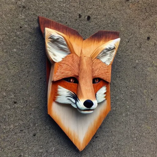 Prompt: a realistic wooden state of a fox