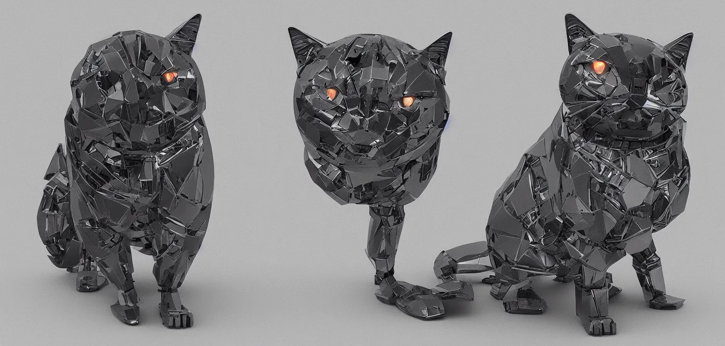 Prompt: symmetrical robot cat, CGSociety