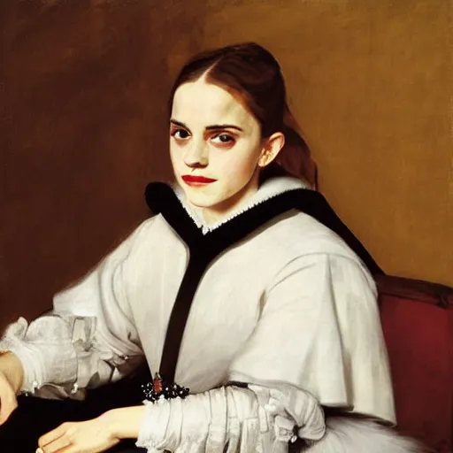 Prompt: emma watson painted by velazquez