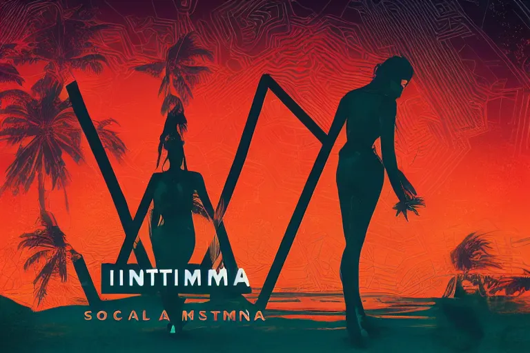 Prompt: Intimaa logo, social album cover, synthwave