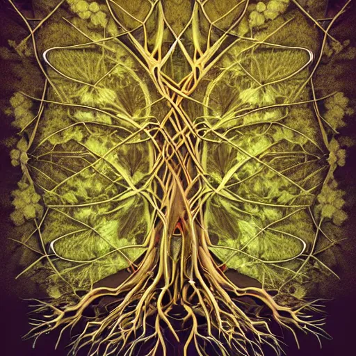 Prompt: digital art, Abstract art, intricate flowers and roots, trending on artstation, -640