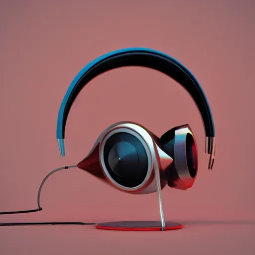 Image similar to headphone stand, futuristic, techno, cyberpunk, product design, 3 d render, concept, fun, swag