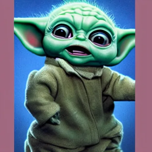 Image similar to promotional image of Betty White as baby yoda dancing, concept art, photorealistic, hyperdetailed.