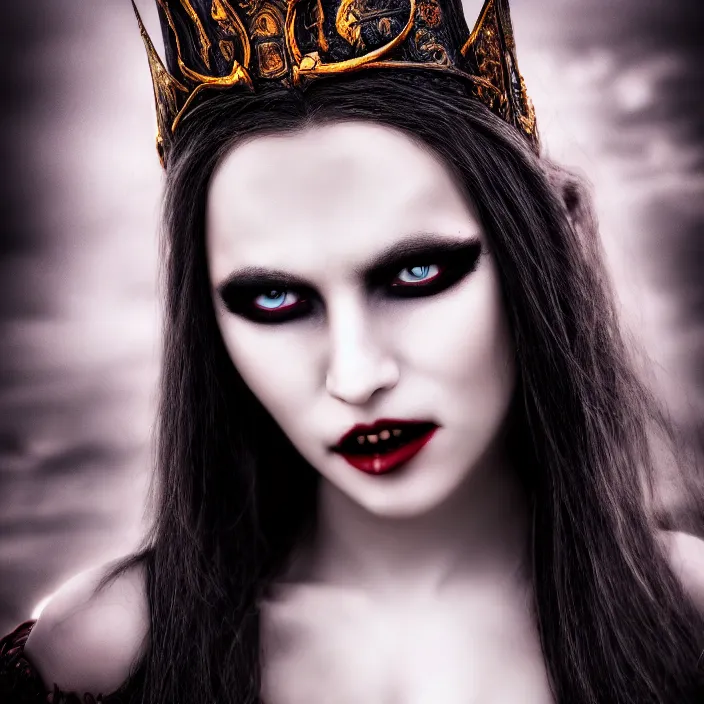 Prompt: photo of a very beautiful!! vampire warrior queen, highly detailed, 4 k, hdr, smooth, sharp focus, high resolution, award - winning photo