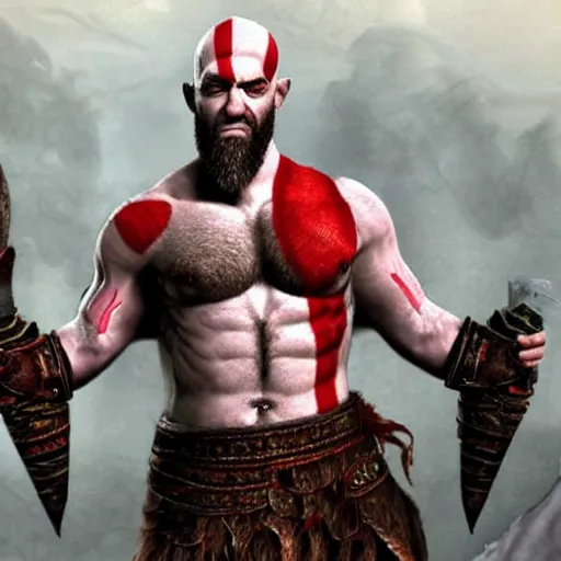 Prompt: benjamin!! netanyahu!! as ( kratos ) from god of war