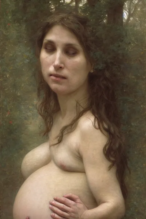 Prompt: pregnant woman on funeral, by Alyssa Monks, Bouguereau