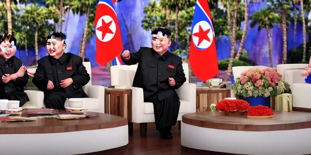 Prompt: kim jong-un on the ellen show