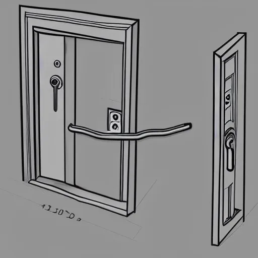 Image similar to AutoCAD 3D technical drawing of door lock, super realistic