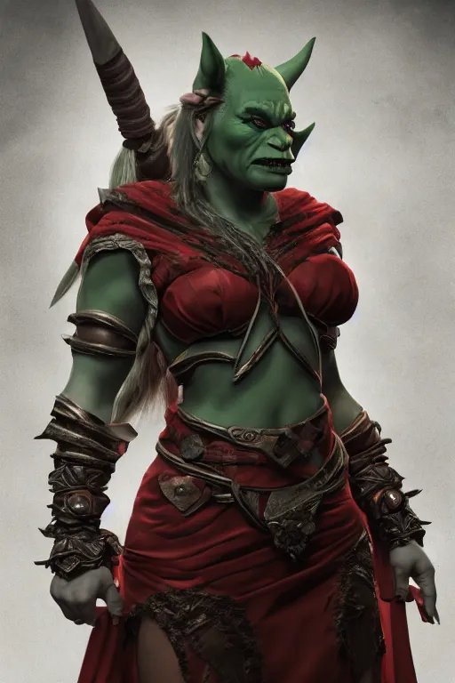 Image similar to a female DND orc, high resolution film still, 8k, HDR colors, cosplay, studio lighting